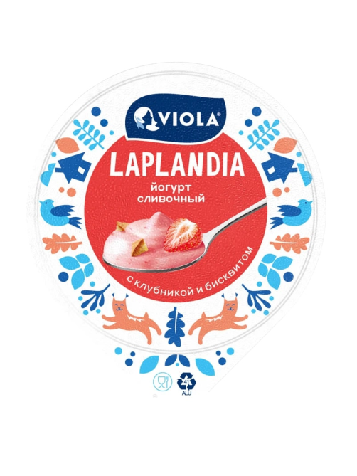 Йогурт Viola Laplandia Клубника и бисквит сливочный 7.1%, 180г