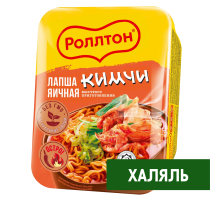 Лапша быстрого приготовления Роллтон Халяль яичная кимчи, 90г