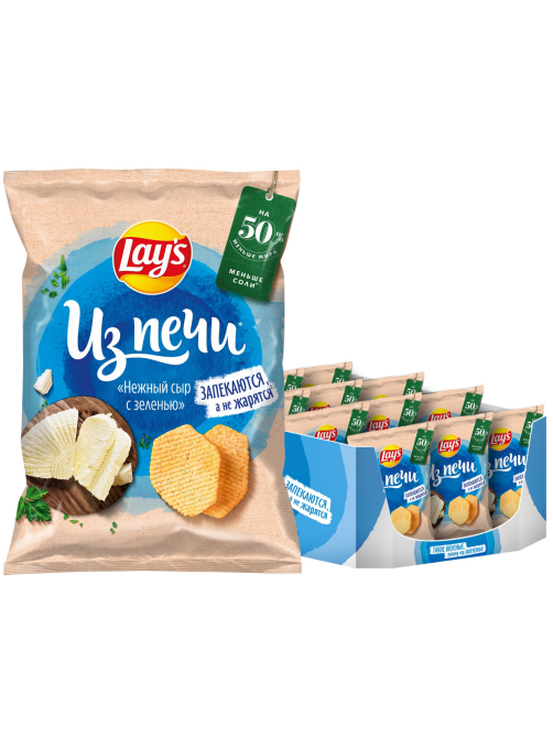 Чипсы Lay's Нежный сыр с зеленью из печи, 81г x 14 шт