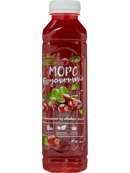 Морс брусничный с мякотью, 500мл