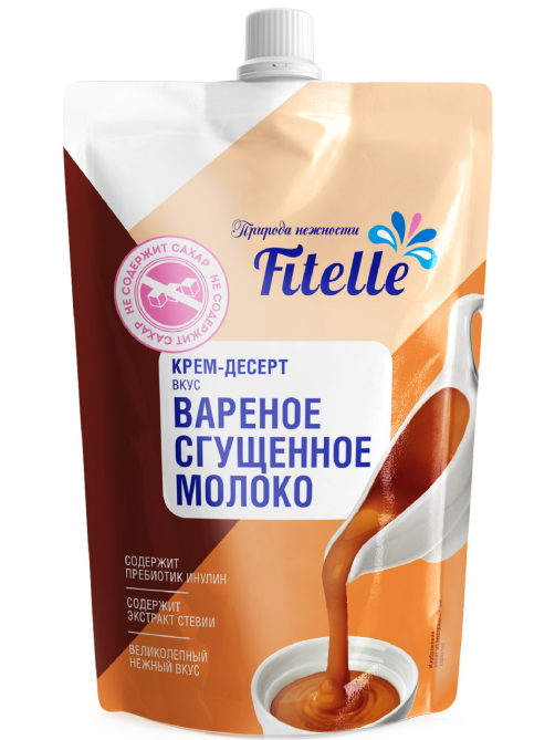 Крем-десерт Fitelle Вареное сгущенное молоко без сахара, 100г