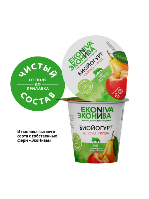 Биойогурт Эконива с яблоком и грушей 2.8%, 125г