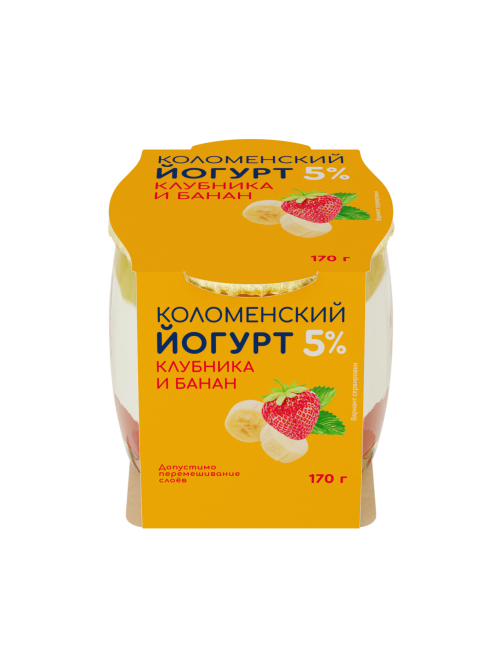 Йогурт Коломенское Клубника-банан 5%, 170г