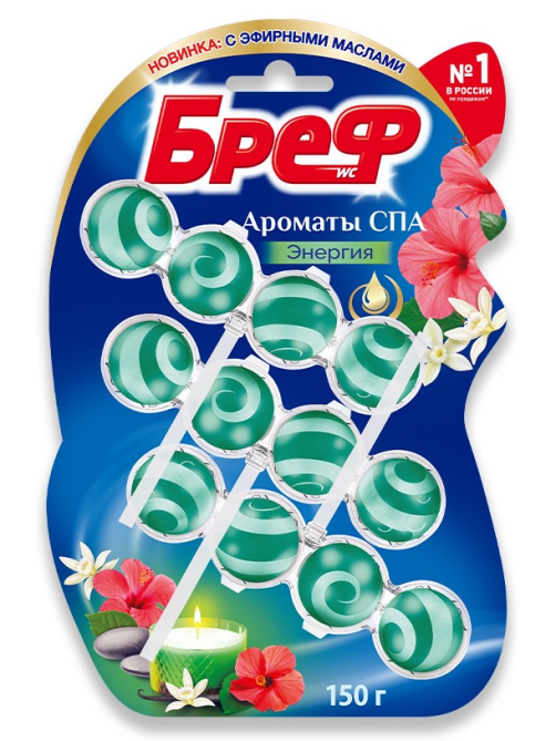 Блок для унитаза Бреф Ароматы Спа Энергия, 50г x 3шт