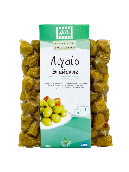 Оливки Just Greece Эгейские c лимоном и травами, 500г