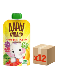 Пюре детское Дары Кубани яблоко, банан и клубника, 90г x 12 шт
