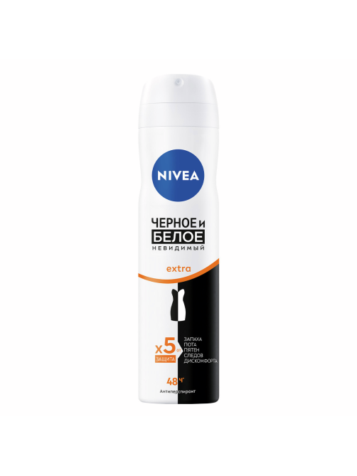 Антиперспирант-спрей Nivea Черное и белое Невидимый Extra, 150мл