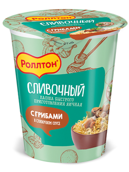 Лапша быстрого приготовления Роллтон сливочная грибы, 70г