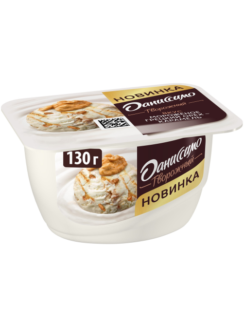 Продукт творожный Даниссимо Мороженое с грецким орехом и карамелью 6.1%, 130г