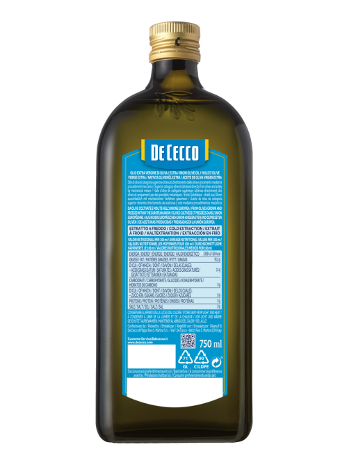 Масло оливковое De Cecco Classico Extra Virgin нерафинированное, 750мл