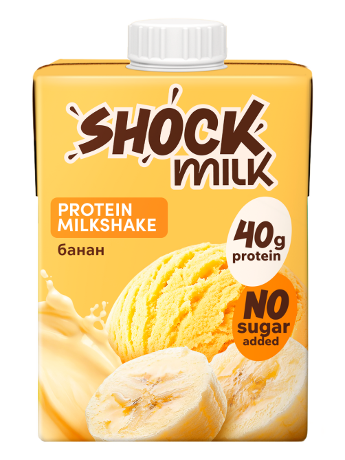 Коктейль молочный Shock Milk Protein обезжиренный банан, 480мл