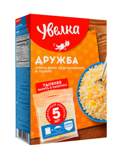 Смесь круп Увелка Дружба рис и пшено в пакетах для варки 5шт, 400г