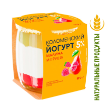 Йогурт Коломенское Малина-груша 5%, 170г