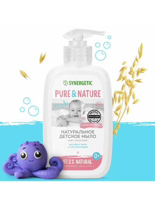 Мыло жидкое детское Synergetic Pure Nature Экстракт овса- алоэ вера, 250мл
