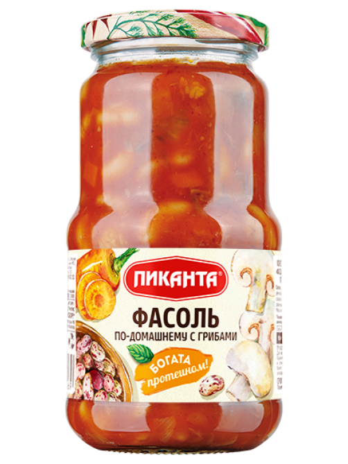 Фасоль белая Пиканта По-домашнему с грибами, 470г