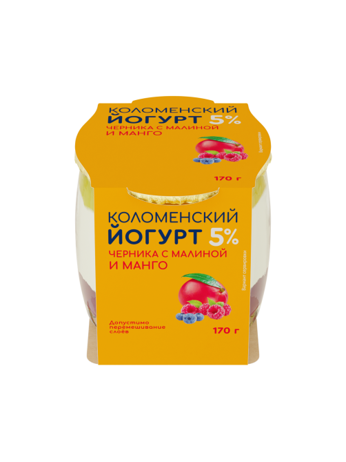 Йогурт Коломенское Черника-малина-манго 5%, 170г