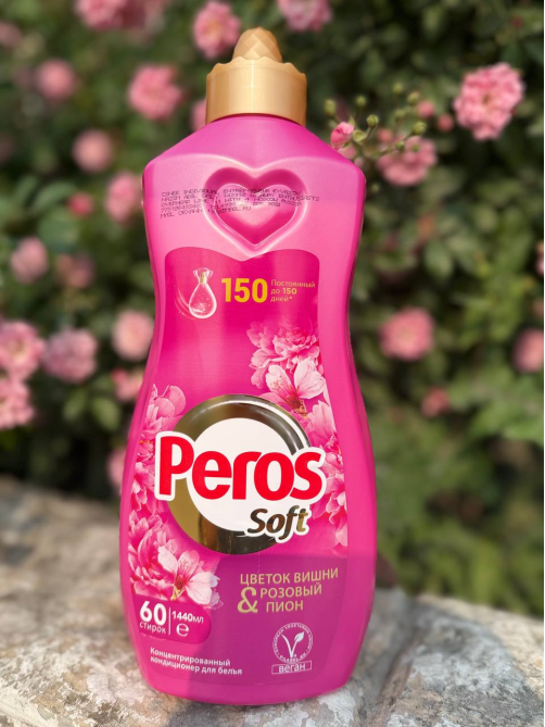 Кондиционер для белья Peros Soft Цветок вишни и розовый пион концентрат, 1.44л