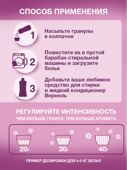 Кондиционер-парфюм для белья Вернель Загадочный лотос гранулы, 200г