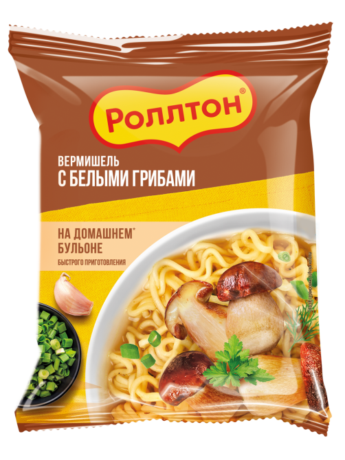 Вермишель быстрого приготовления Роллтон с белыми грибами, 60г