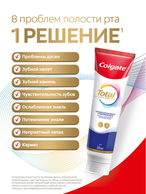 Зубная паста Colgate Total 12 Профессиональная отбеливающая, 125мл