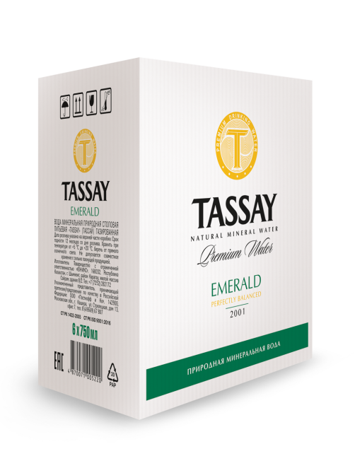 Вода Tassay Emerald газированная стекло, 750мл x 6 шт