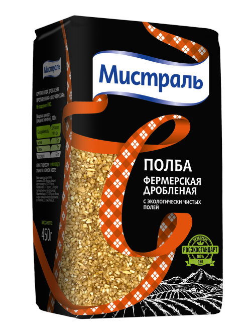 Крупа полба Мистраль Фермерская дробленая, 450г