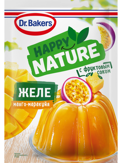 Желе Dr.Bakers Happy Nature с фруктовым соком манго и маракуйи, 41г