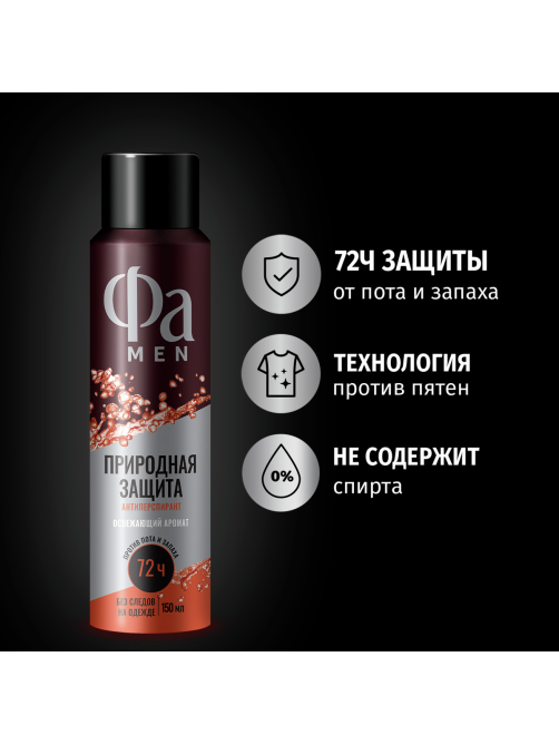 Антиперспирант-спрей Фа Men Природная защита Освежающий аромат, 150мл