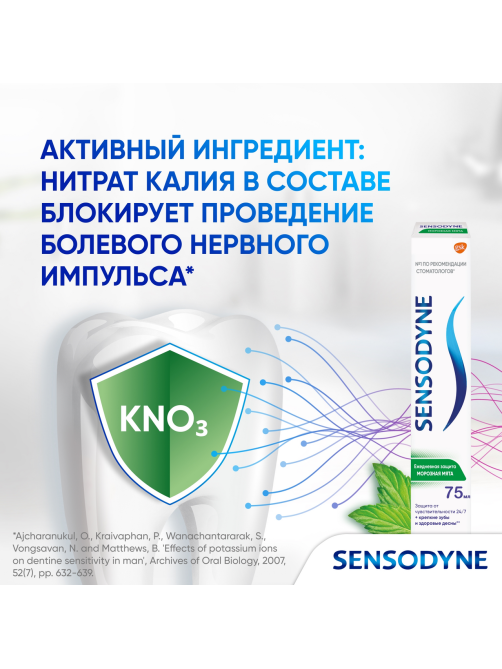 Зубная паста Sensodyne Ежедневная защита для чувствительных зубов морозная мята с фтором, 75мл