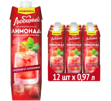 Напиток сокосодержащий Любимый Лимонад грейпфрут и клубника, 970мл x 12 шт