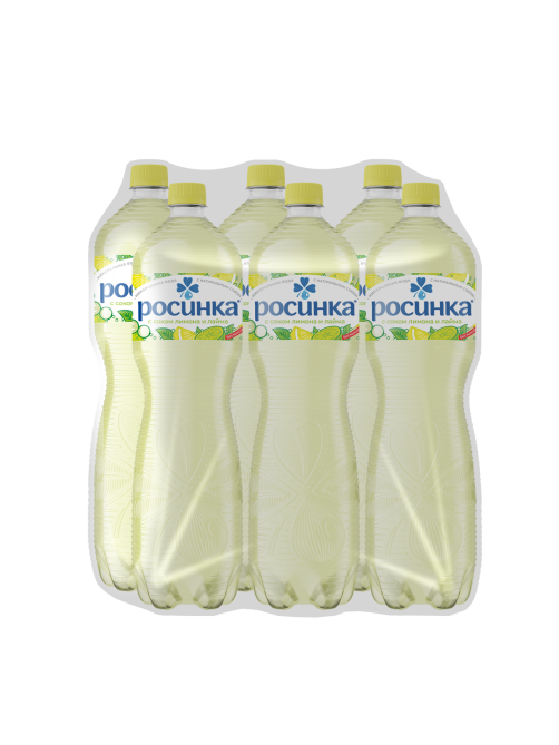 Вода Росинка Лайт со вкусом лимона и лайма питьевая газированная, 1.5л x 6 шт