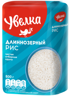 Крупа рис Увелка длиннозерный шлифованный, 800г