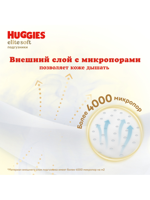 Подгузники Huggies Elite Soft 5 размер 12-22кг, 42шт