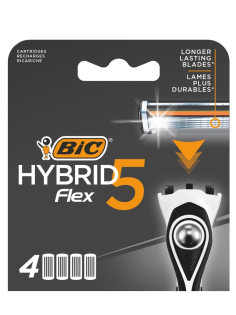 Сменные кассеты для мужской бритвы BIC Flex 5 Hybrid 5 подвижных лезвий, 4 шт