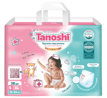 Подгузники-трусики Tanoshi XL 12-22кг, 38шт