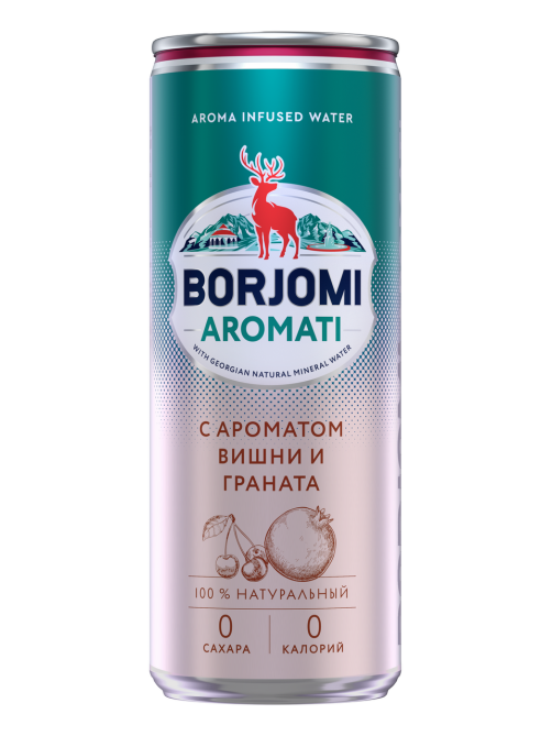 Вода Borjomi Flavored с ароматом вишни и граната газированная, 330мл x 12 шт