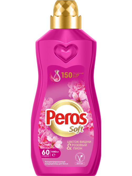 Кондиционер для белья Peros Soft Цветок вишни и розовый пион концентрат, 1.44л