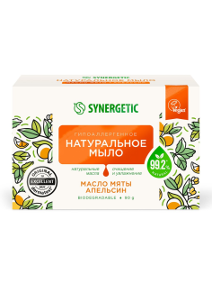 Мыло туалетное Synergetic Масло мяты и апельсин, 90г