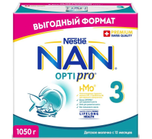 Сухая молочная смесь NAN 3 Optipro с 12 месяцев, 1.05кг