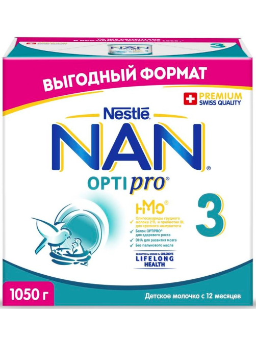 Сухая молочная смесь NAN 3 Optipro с 12 месяцев, 1.05кг