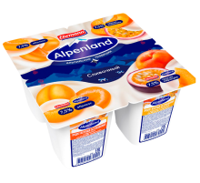 Йогуртный продукт Alpenland абрикос, персик и маракуйя 7.5%, 95г