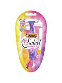 Бритва одноразовая женская BIC Мисс Soleil цветная коллекция, 4 шт