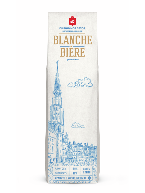 Пивной напиток Blanche Biere пшеничное белое светлое, 1л