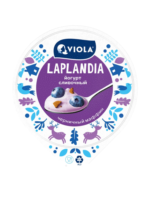Йогурт Viola Laplandia Черничный маффин сливочный 7.2%, 180г