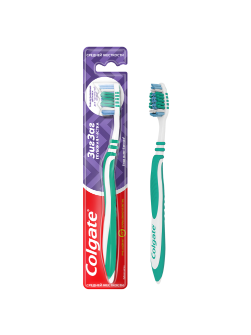 Зубная щетка Colgate Зиг Заг многофункциональная, средней жесткости розовая