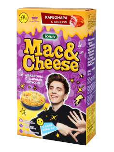 Макароны рожки Foody Mac&Cheese Карбонара с беконом и сырным соусом, 143г