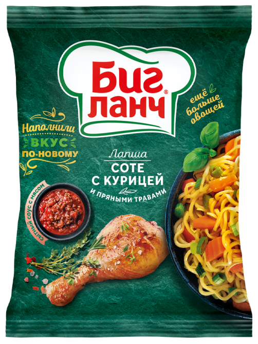 Лапша быстрого приготовления Биг ланч соте с курицей, 75г