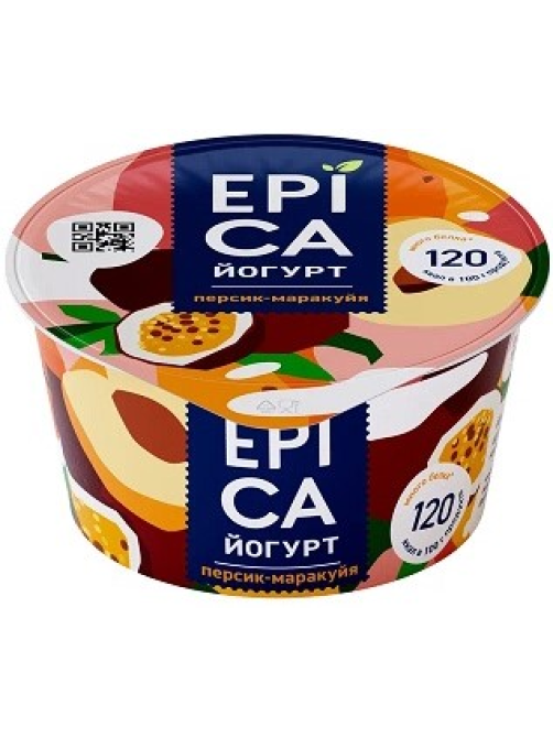 Йогурт Epica натуральный персик маракуйя 4.8%, 130г