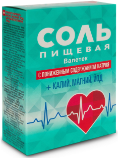 Соль Валетек +K+MG+I с пониженным содержанием натрия, 350г
