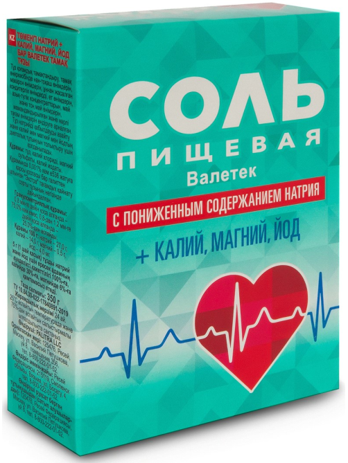 Соль Валетек +K+MG+I с пониженным содержанием натрия, 350г